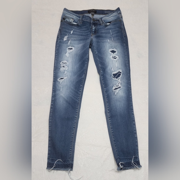 Judy Blue Denim - Judy blue size 9/29 patched rip skinny fit jeans stretch raw hem # jb8240md